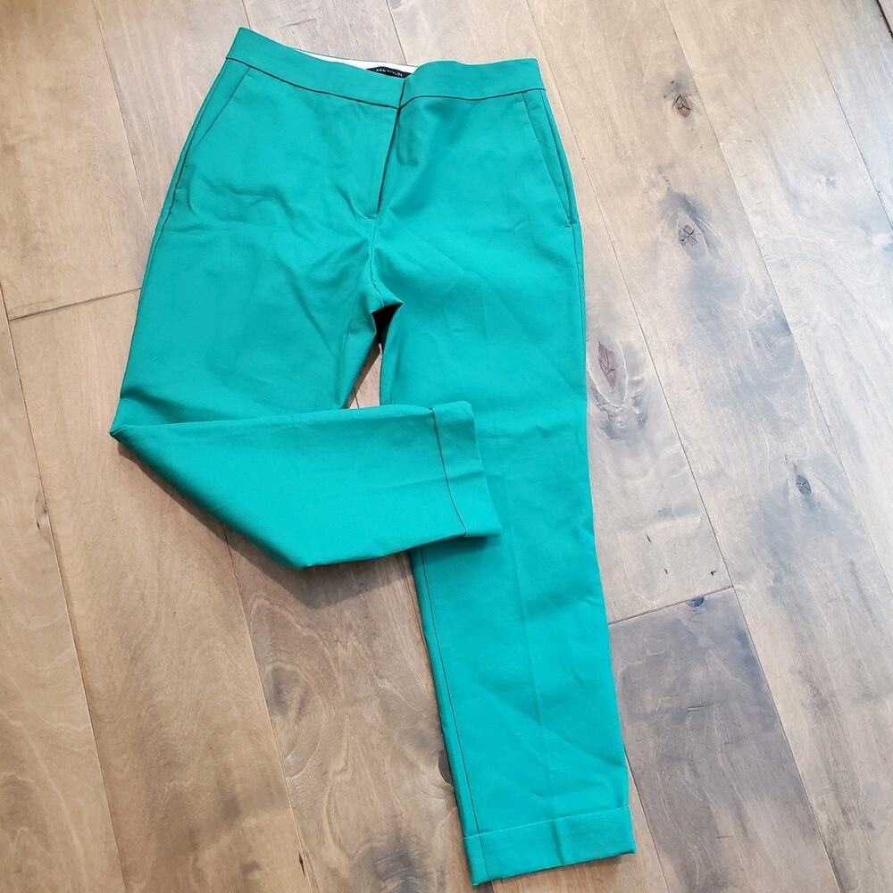 NWOT ANN TAYLOR LOFT Kelly Green Crop Capri Pants Size 6p Cuffed Slim